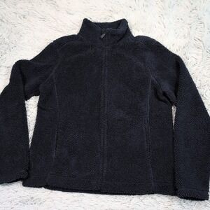 Tommy Hilfiger Jacket Womens L Blue Fleece Coat Zip Up Soft Comfort Pockets